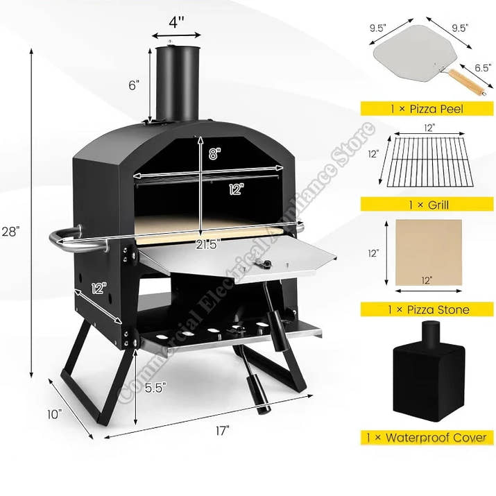 12-Inch Pizza Oven Stainless Steel Outdoor Wood Fire Pizza Pizza Bbq Baking Oven