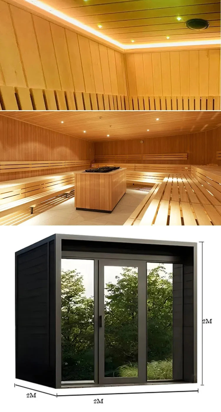 Custom Outdoor Square Sauna Room With Traditional Design Steam Room For