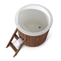 Outdoor Wooden Ice Bath Tub Cold Plunge Barrel Built In