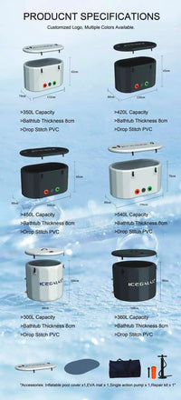 Icegalax Portable Fitness Recovery Bathtub Inflatable Cold Plunge Ice Bath