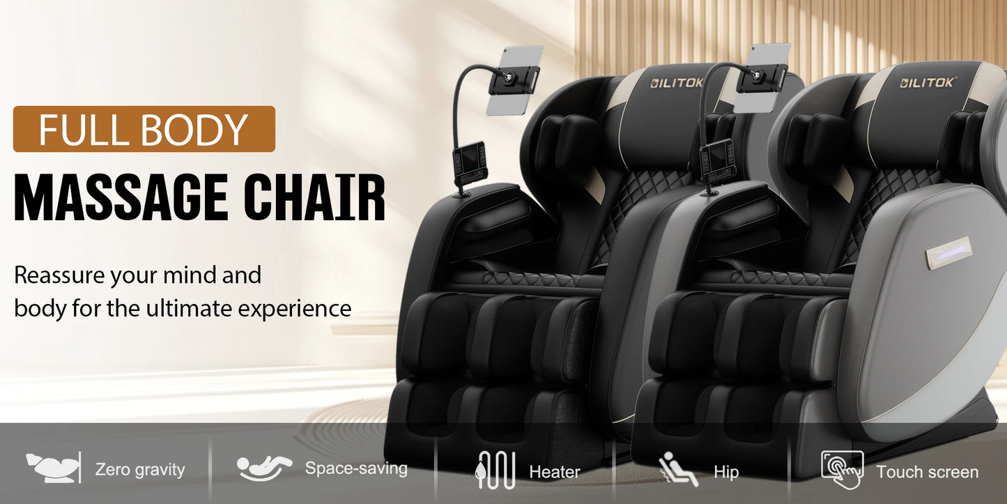 Zero Gravity Full Body Massage Chair With Heating, Airbags, Foot Roller &