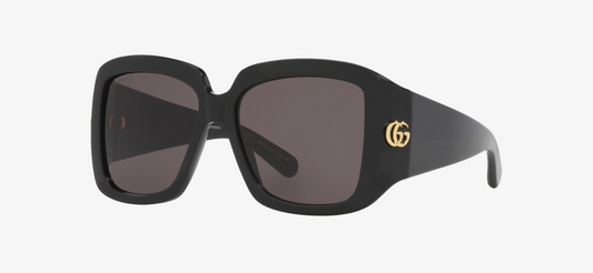 Gucci GG1402S Sunglasses – Black Square Frame with Solid Grey Lenses