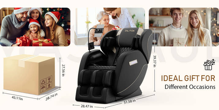 Zero Gravity Full Body Massage Chair With Heating, Airbags, Foot Roller &