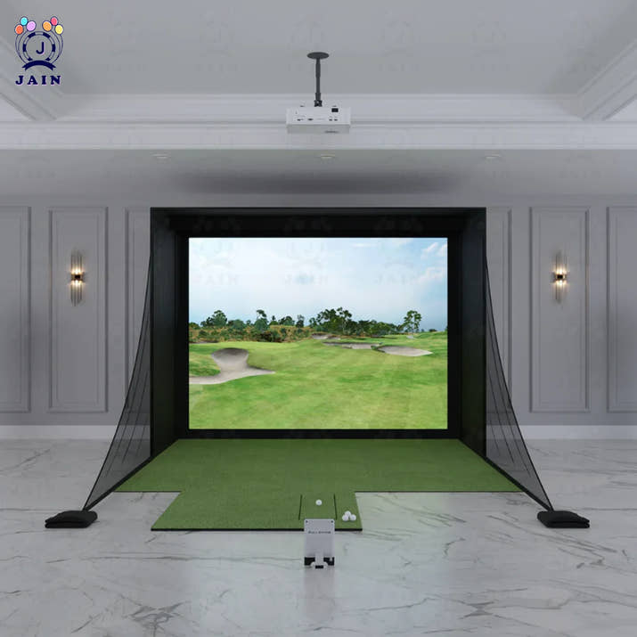 Golf Simulator Enclosure With Impact Screen Aluminum Frame And Hitting Net