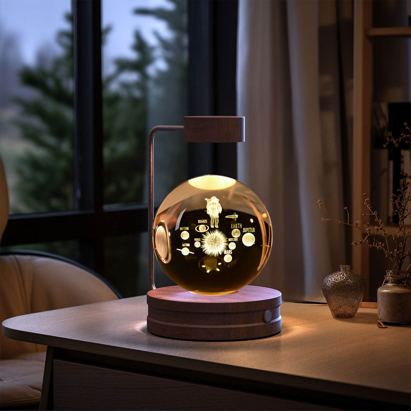Crystal Ball Cosmic Dinosaur Indoor Night Light Usb Power Warm Bedside