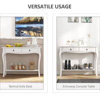 Console Table Modern Sofa Side Desk With Storage Shelves Drawers For Living Room Entryway Bedroom Ivory White — view 4