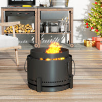 Smokeless Fire Pit With Ash Catcher,37cm Portable Wood Burning Firepit With Poker For Garden Camping Bonfire Party,Metal,Dark Grey — view 4