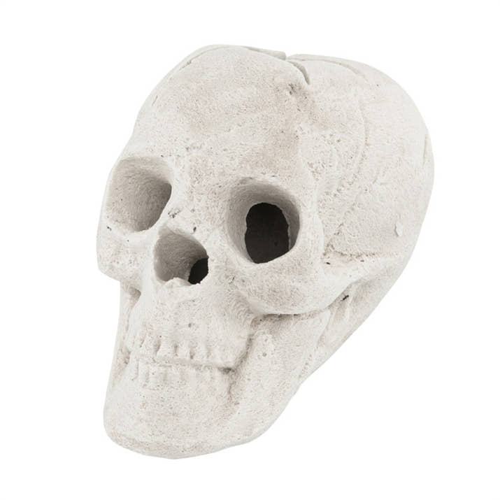 Halloween Fire Pit Skull Beige Ceramic Fibre Fireproof Imitated Human Skull Decor For Fireplace Bonfire Haunted House---Unavailable Platform-AMAZON&TikTok&Temu — view 5