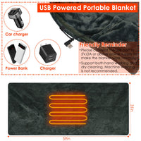 USB Heated Blanket Electric Heated Blanket Heated Poncho Shawl Wrap Throw with Zipper Washable for Home Office 59*31in — view 6