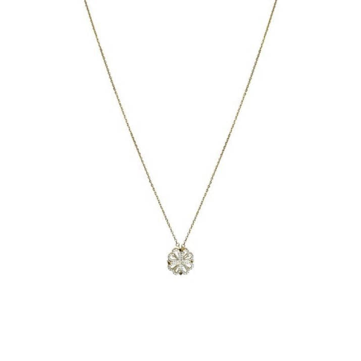 Retro Magnetic Folding Heart Shaped Four Leaf Clover Pendant Necklace