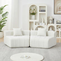 Chenille Curved Sectional Sofa With 2 Pillows,Curved Symmetrical Modular Semi Circular Sofa Sectional For Bedroom, Living Room, Office For Leisure Or Nap, Reading Room, And Lobby