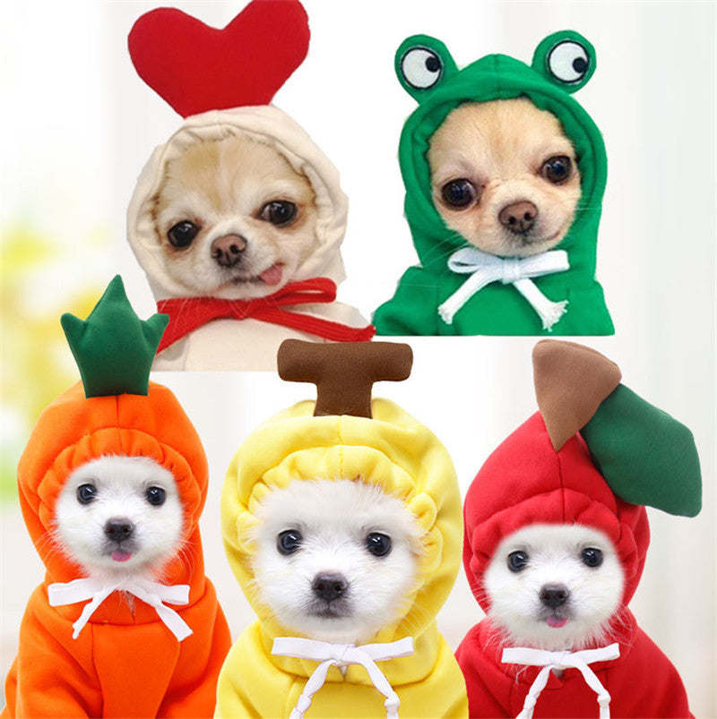 Cute Fruit Dog Hoodie – Warm Fleece Pet Clothes for Small Dogs & Puppies