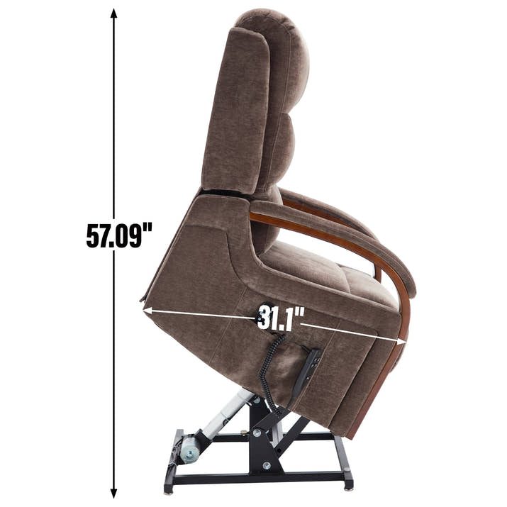 Lift Recliner Chair Dual Motor Infinite Position Up to 350 LBS with Solid Wood Armrests, Heat Massage and Heavy Duty Motion Mechanism — view 2