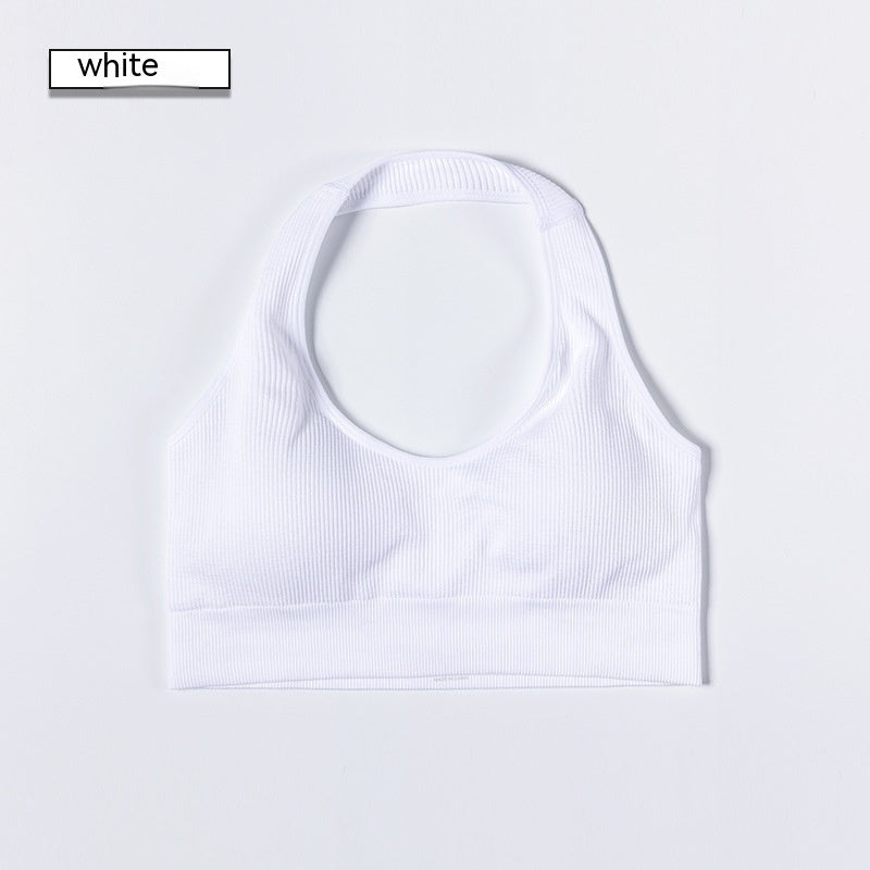 Ribbed Sports Bra – Seamless Halter Workout Top