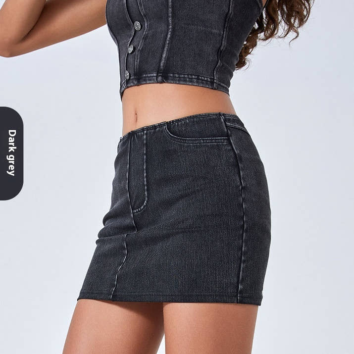 High-Waist Denim Yoga Skirt