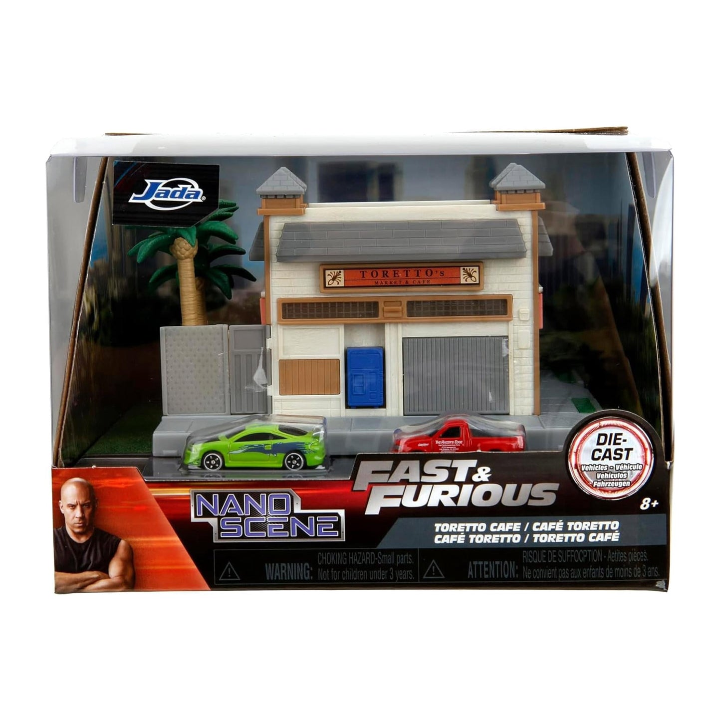 Fast & Furious Nano Scene Toretto's Market & Cafe Diorama with 2 Die-Cast Cars - photo 2