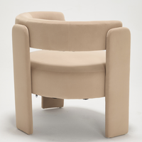 Accent Chair For Living Room, Velvet Comfy Single Sofa Chair Mid-Century Modern Armchair Wooden Legs For Bedroom Office Reading — view 2