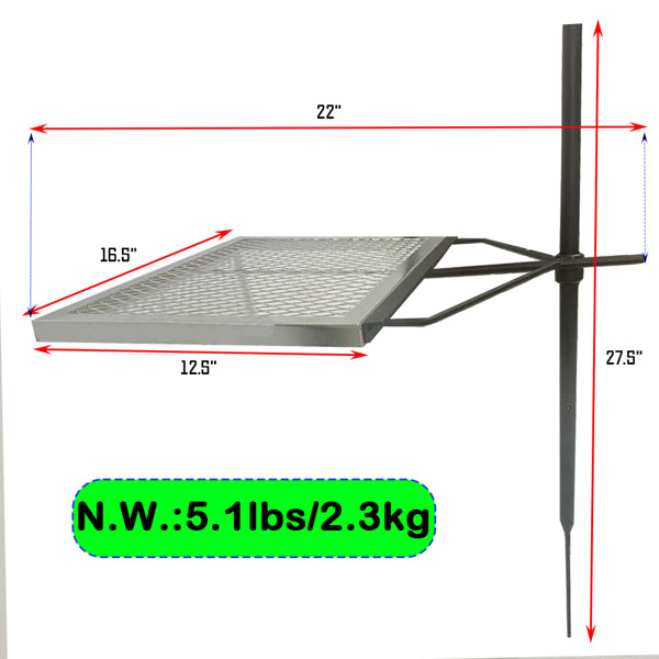 Rotating Campfire Grill,Fire Pit Grill,Heavy Duty Steel Grill,360degree  Adjustable Open Fire Outdoor Cooking Equipment,Portable Camping Fire Grill For Camping Outdoor Barbecue — view 6