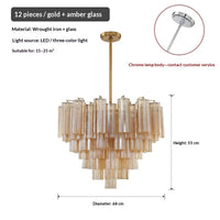 French-style Villa Vintage-style Staircase Hall Glass Chandelier — view 4