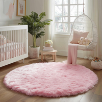 Circle Round Fluffy Area Rug 4Ft For Girls Bedroom Kids Room — view 5
