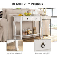 Console Table Modern Sofa Side Desk With Storage Shelves Drawers For Living Room Entryway Bedroom Ivory White — view 5