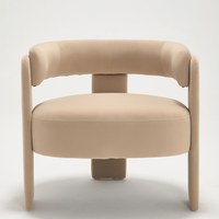 Accent Chair For Living Room, Velvet Comfy Single Sofa Chair Mid-Century Modern Armchair Wooden Legs For Bedroom Office Reading — view 6