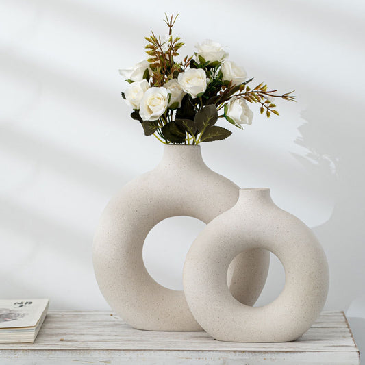 Modern Frosted Biscuit Vase - Unique Particle Textured Flower Arranger