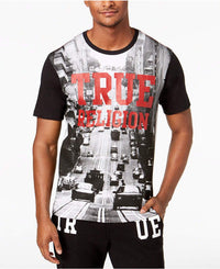 True Religion city street photo print tee — on model