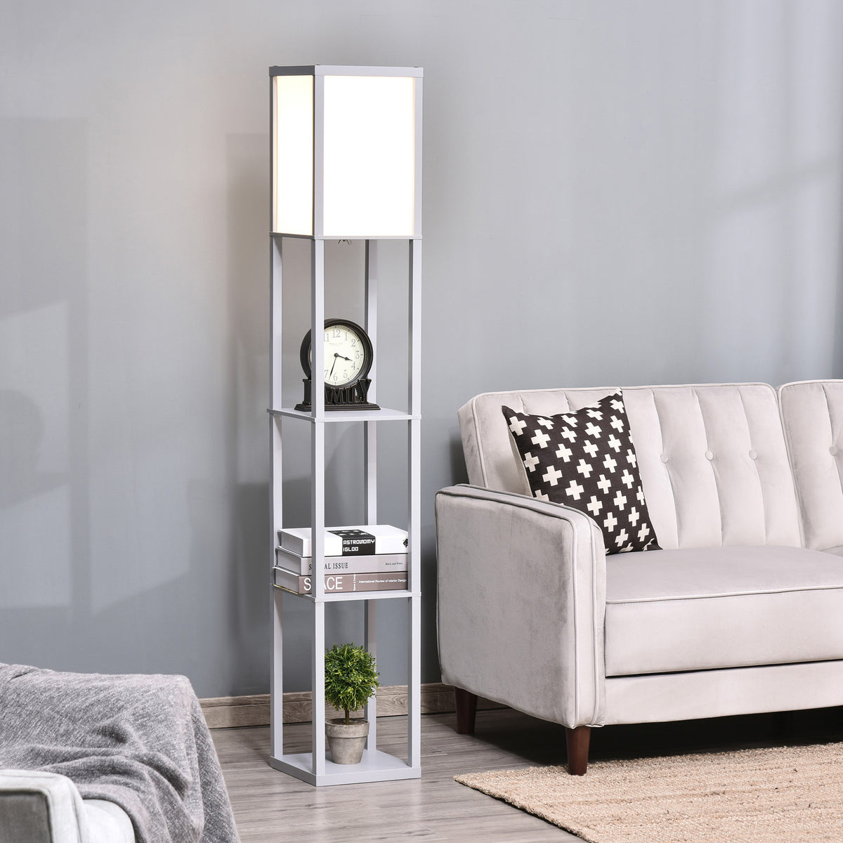 Three-layer Floor Lamp With Storage Rack And Acrylic Lampshade, Suitable For Living Room, Bedroom, Kitchen, Dining Room, Office, Dormitory And Other Places, 160cm, — view 3