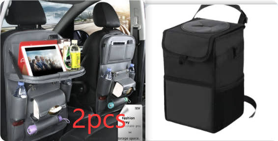 Pu Leather Car Storage Bag Multifunction Seat Back Tray Hanging Bag