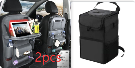 Pu Leather Car Storage Bag Multifunction Seat Back Tray Hanging Bag