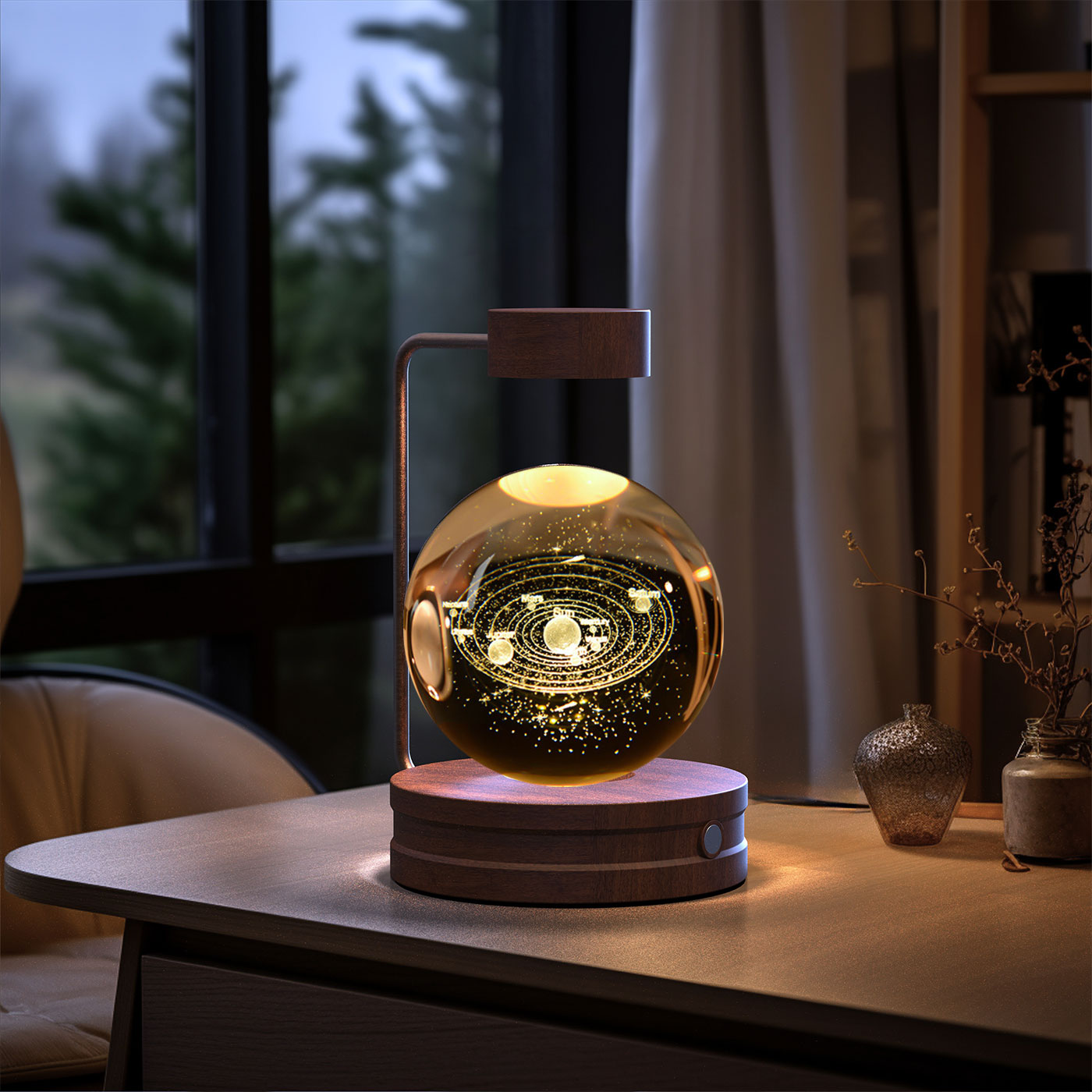 Crystal Ball Cosmic Dinosaur Indoor Night Light Usb Power Warm Bedside