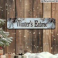 Vintage Winter Embrace Metal Sign 2D Flat, Snowflakes Christmas Wall Art — view 4