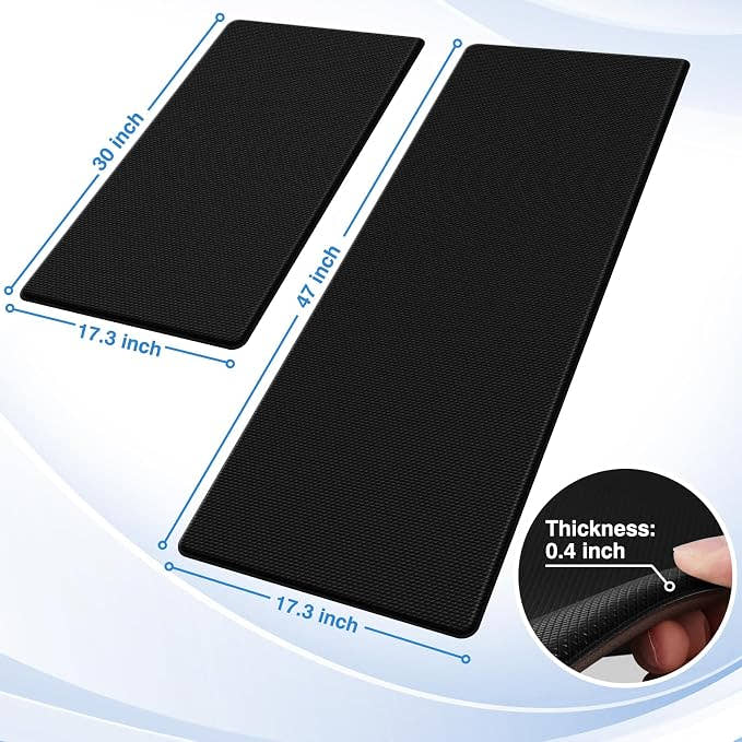 2-Piece Black Anti-Fatigue Kitchen Floor Mats, Cushioned Non-Slip Rugs For Kitchen, Sink Area, Laundry Room And Home — view 5