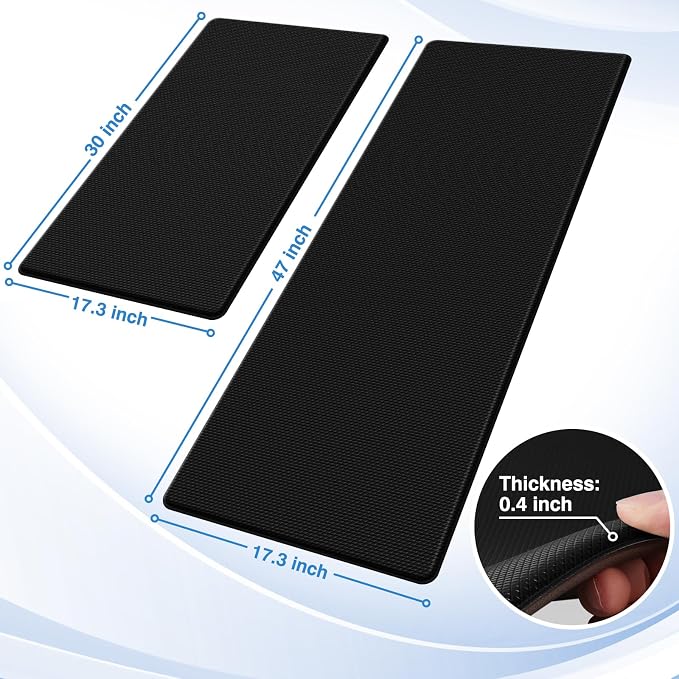 2-Piece Black Anti-Fatigue Kitchen Floor Mats, Cushioned Non-Slip Rugs For Kitchen, Sink Area, Laundry Room And Home — view 5