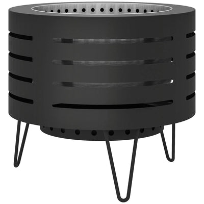 Round Fire Pit with Fire Poker Portable Wood Burning Firepit with Ash Tray and