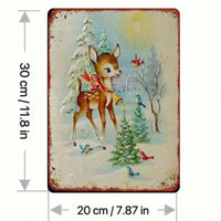 Rustic Iron Metal Wall Sign, Winter Reindeer Snowy Woods Christmas Wall Art — view 6