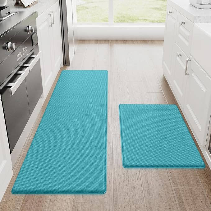 2-Piece Green Anti-Fatigue Kitchen Floor Mats, Cushioned Non-Slip Rugs For Kitchen, Sink Area, Laundry Room And Home