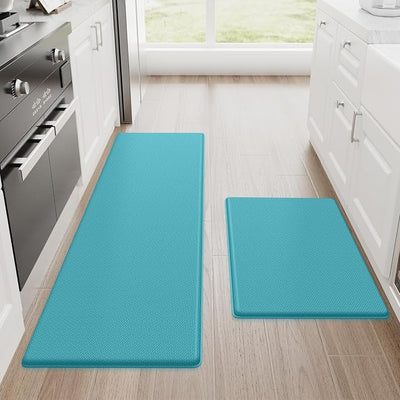 2-piece Green Anti-fatigue Kitchen Floor Mats Cushioned Non-slip Rugs for
