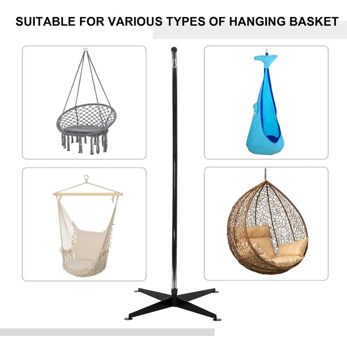 Hanging Hammock Stand Hammock Chair Stand C Stand Steel Heavy Duty Stand For Hanging Hammock Air Porch Swing Chair Indoor Outdoor (Only Construction) — view 5