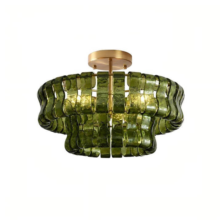 French-style Green Amber Smoky Glass Chandelier — view 3