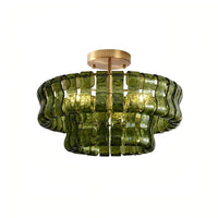 French-style Green Amber Smoky Glass Chandelier — view 3