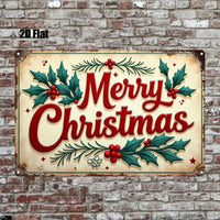 Vintage Metal Sign 8x12 Inch, 2D Flat Iron Wall Art, Durable Christmas Plaque