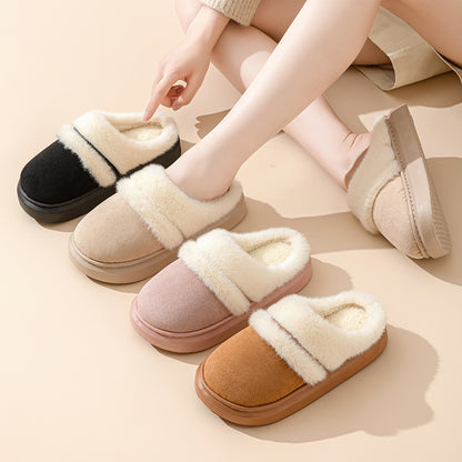 Women’s Warm Cotton Slippers – Non-Slip Winter House Shoes with Thick Suede Sole