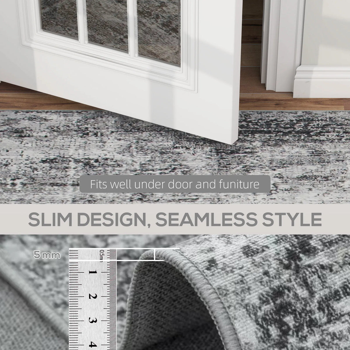 Area Rug for Living Room 6x9, Modern Abstract Machine Washable Rug, Non-Slip Carpet for Bedroom, Dining Room, Grey — view 6