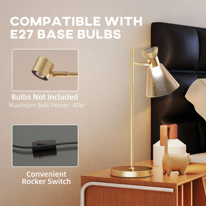 Modern Table Lamp,Bedside Lamp With Adjustable Flower-Shaped Head And E27 Socket For Living Room Bedroom Study,Bulb Not Included,Gold Tone — view 5