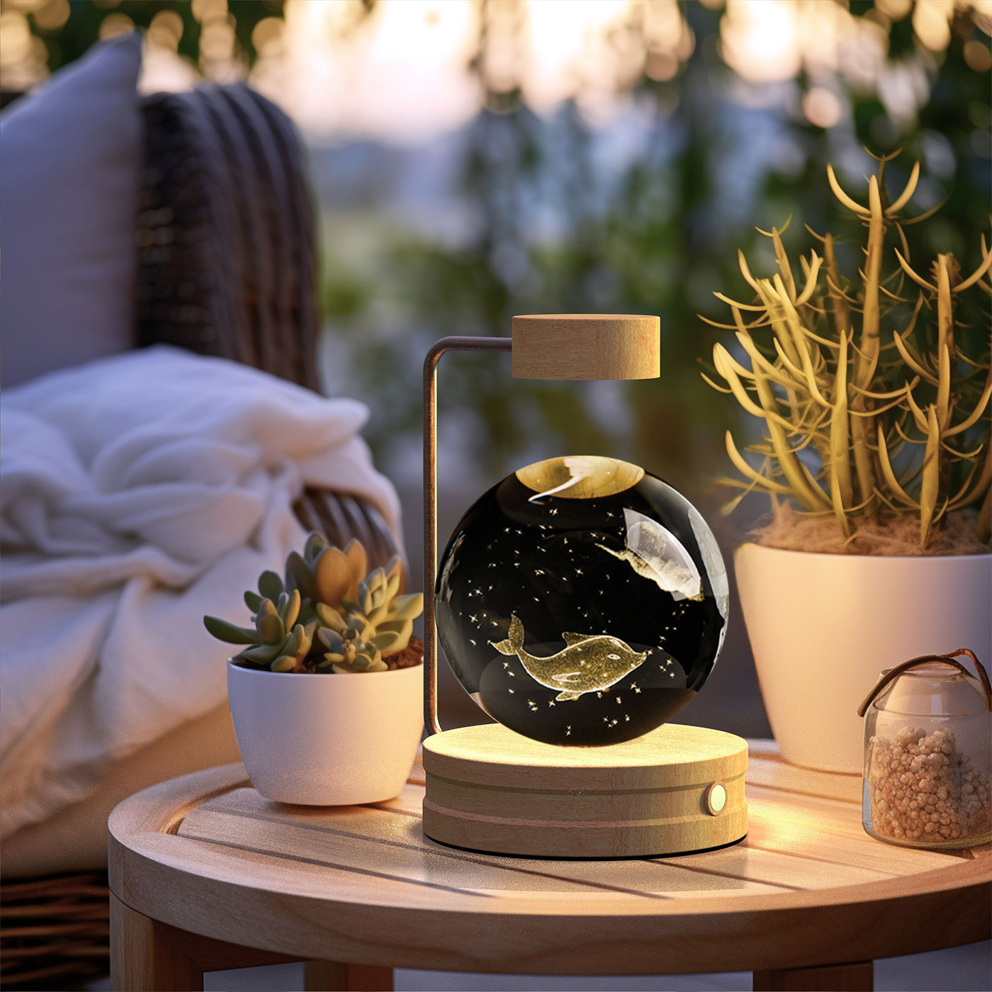 Crystal Ball Cosmic Dinosaur Indoor Night Light Usb Power Warm Bedside