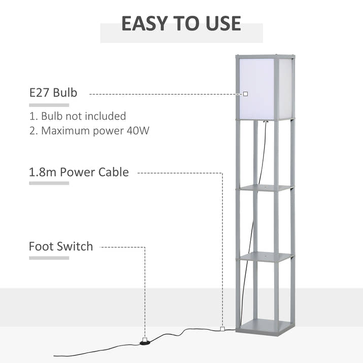 Three-layer Floor Lamp With Storage Rack And Acrylic Lampshade, Suitable For Living Room, Bedroom, Kitchen, Dining Room, Office, Dormitory And Other Places, 160cm, — view 6