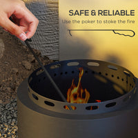 Smokeless Fire Pit,48.5cm Portable Wood Burning Firepit With Poker For Garden Camping Bonfire Party,Metal,Black — view 5