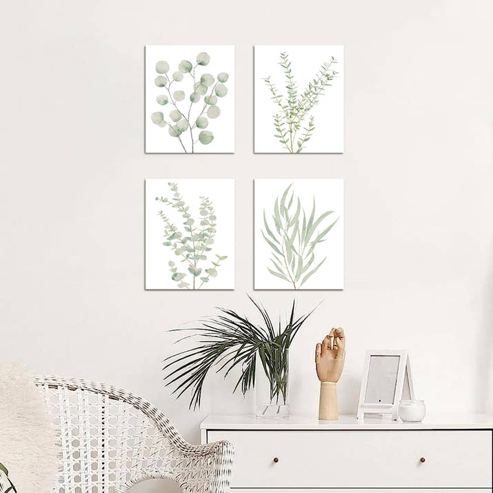 4PCS 8X10in,Botanical Plant Canvas Wall Art, Framed Boho Wall Decor For Bathroom, Minimalist Aesthetic Bedroom Wall Art — view 4